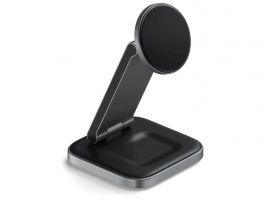Satechi 3-in-1 Foldable Qi2 Wireless Charging Stand with Type A,C,G plugs, Space Gray (ST-Q31FM-EA)